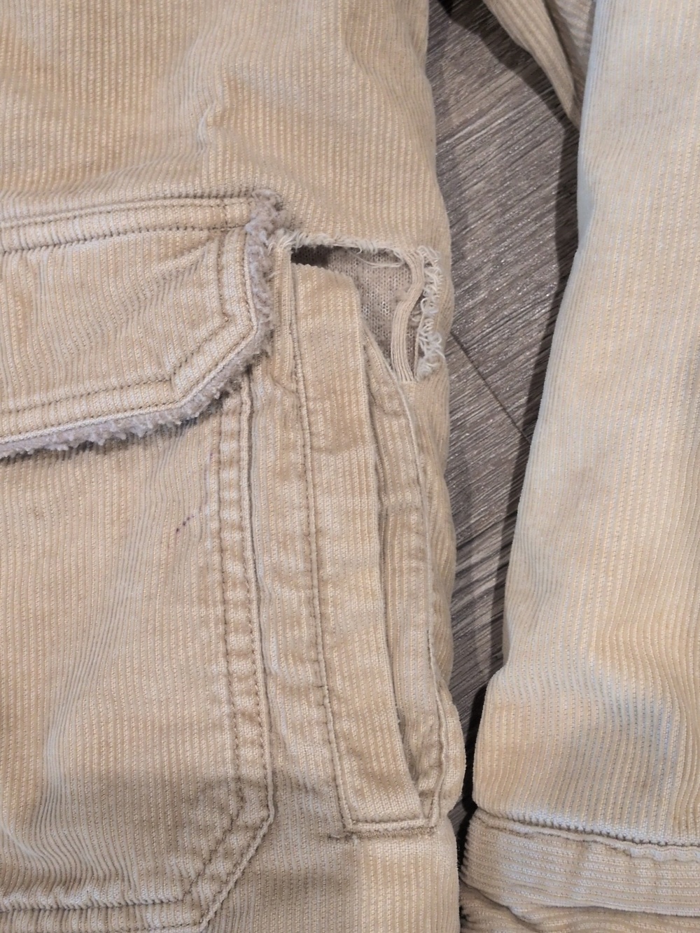 Vintage Y2K Worn Urban Pipeline Up Khaki Tan Corduroy Sherpa Men's Medium Coat - Picture 4 of 10